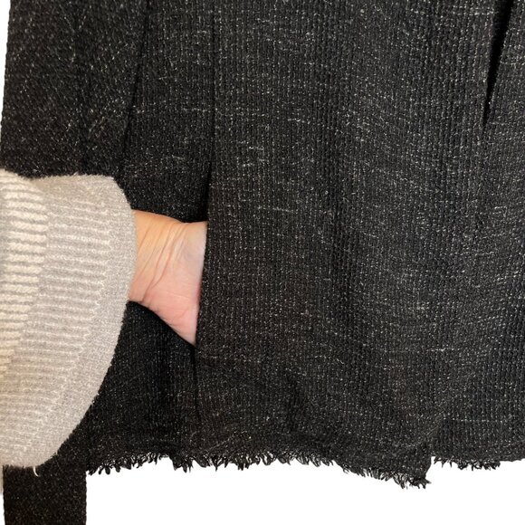 Eileen Fisher Charcoal Grey and Black Tweed Open Front Jacket, L - Picture 6 of 9